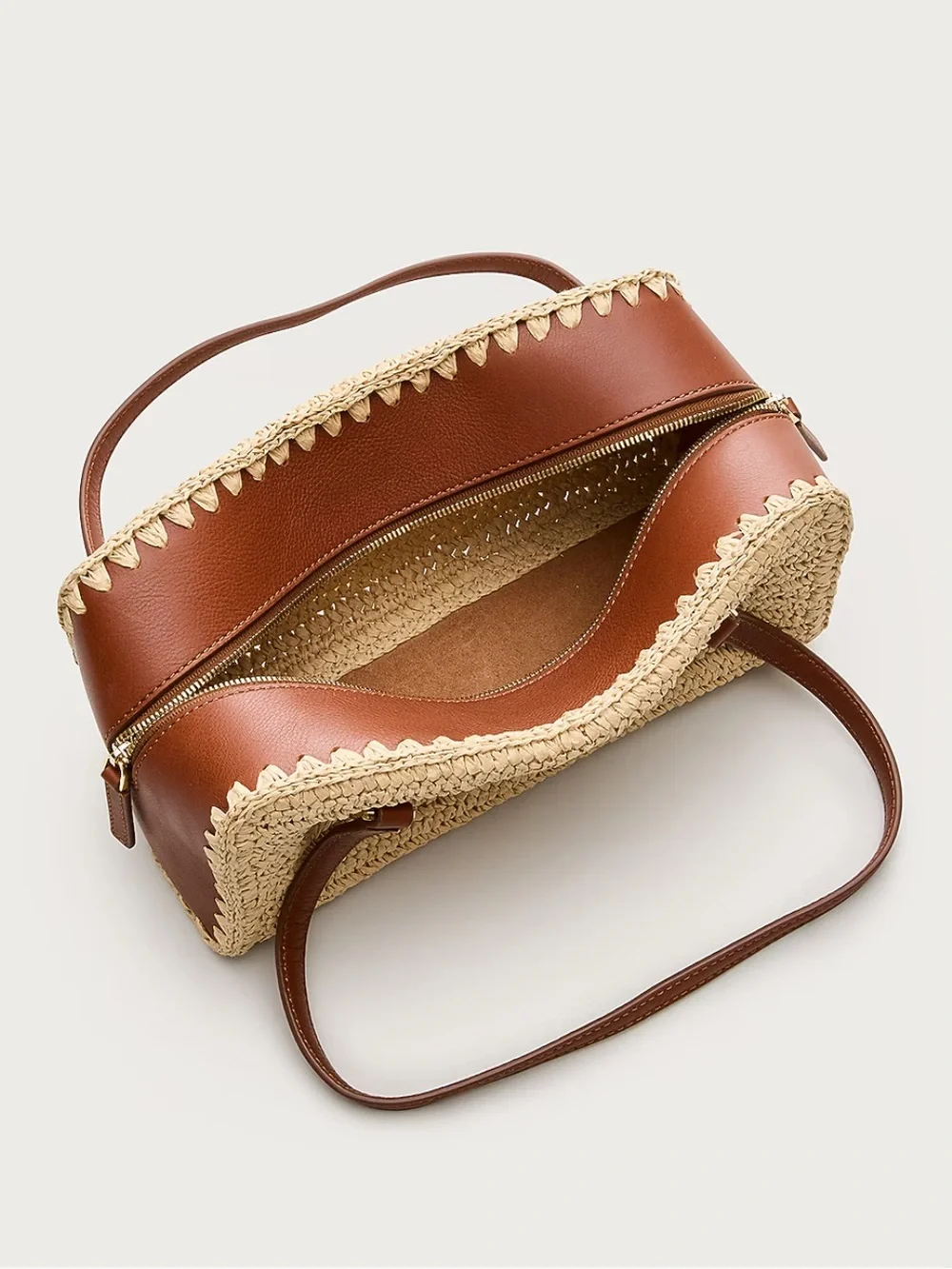 J Crew Delphine handknotted shoulder bag in straw and leather #OA1 - Picture 3 of 17